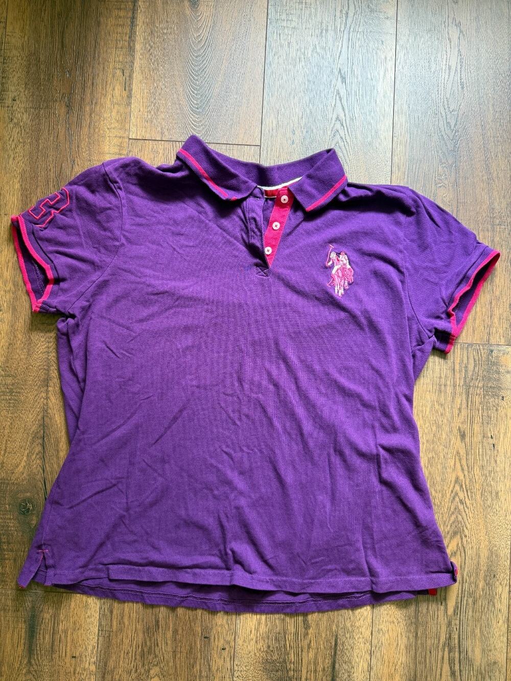U.S. Polo Assn Purple Preppy Y2K Polo Shirt XXL